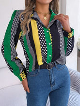 Load image into Gallery viewer, Polka Dot Contrast Long Sleeve Shirt