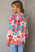 Load image into Gallery viewer, Floral Print Lantern Sleeve Collared Neck Shirt