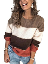 Load image into Gallery viewer, Color Block Round Neck Sweater