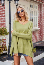 Load image into Gallery viewer, V-Neck Slit Exposed Seam Sweater