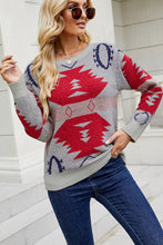 Load image into Gallery viewer, Printed Round Neck Long Sleeve Sweater