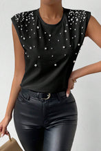 Load image into Gallery viewer, Pearl Detail Round Neck Tank