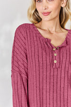 Load image into Gallery viewer, Basic Bae Full Size Ribbed Half Button Long Sleeve T-Shirt