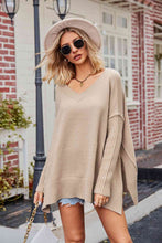Load image into Gallery viewer, V-Neck Slit Exposed Seam Sweater