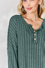 Load image into Gallery viewer, Basic Bae Full Size Ribbed Half Button Long Sleeve T-Shirt