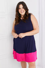 Load image into Gallery viewer, Yelete Full Size Two-Tone Sleeveless Mini Dress with Pockets