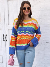 Load image into Gallery viewer, Openwork Round Neck Knit Top