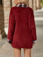 Load image into Gallery viewer, Plaid Contrast Dropped Shoulder Coat