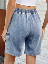 Load image into Gallery viewer, Drawstring Denim Shorts with Pockets
