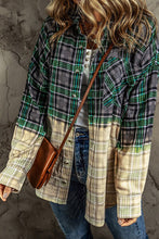 Load image into Gallery viewer, Contrast Plaid Button Up Long Sleeve Shacket