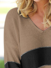 Load image into Gallery viewer, Striped V-Neck Long Sleeve Sweater