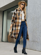 Load image into Gallery viewer, Plaid Pocketed Button Up Trench Coat
