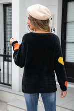 Load image into Gallery viewer, Heart Pattern Round Neck Long Sleeve Sweater