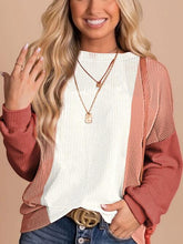 Load image into Gallery viewer, Color Block Ribbed Long Sleeve T-Shirt
