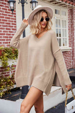 Load image into Gallery viewer, V-Neck Slit Exposed Seam Sweater