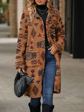 Load image into Gallery viewer, Geometric Pocketed Dropped Shoulder Coat