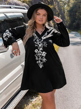 Load image into Gallery viewer, Plus Size Embroidered Long Sleeve Mini Dress