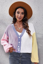 Load image into Gallery viewer, Color Block Ribbed Long Sleeve Cardigan