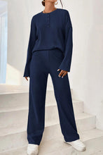 Load image into Gallery viewer, Ribbed Half Button Top and Pants Set