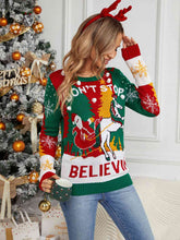 Load image into Gallery viewer, Don't Stop Believin' Round Neck Long Sleeve Sweater