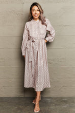 Load image into Gallery viewer, Printed Tie Waist Long Sleeve Dress
