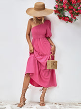 Load image into Gallery viewer, Breathless Smocked One-Shoulder Midi Dress