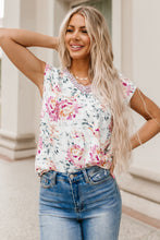Load image into Gallery viewer, Printed V-Neck Cap Sleeve Blouse