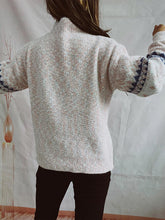 Load image into Gallery viewer, Geometric Mock Neck Dropped Shoulder Sweater