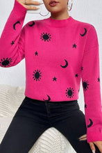 Load image into Gallery viewer, Printed Mock Neck Dropped Shoulder Sweater