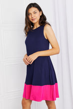 Load image into Gallery viewer, Yelete Full Size Two-Tone Sleeveless Mini Dress with Pockets