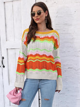 Load image into Gallery viewer, Openwork Round Neck Knit Top