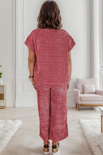 Load image into Gallery viewer, Round Neck Short Sleeve Top and Pants Set