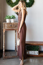 Load image into Gallery viewer, First Love Tie Back Sleeveless Slit Wide Leg Jumpsuit