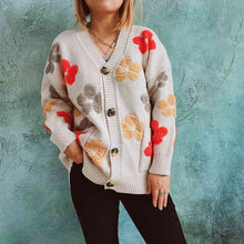 Load image into Gallery viewer, Floral V-Neck Button Up Cardigan with Pockets