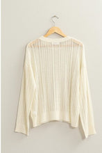 Load image into Gallery viewer, HYFVE Openwork Ribbed Trim Long Sleeve Knit Top