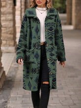 Load image into Gallery viewer, Geometric Pocketed Dropped Shoulder Coat
