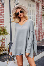 Load image into Gallery viewer, V-Neck Slit Exposed Seam Sweater