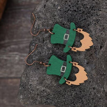 Load image into Gallery viewer, Wooden Hat Shape Dangle Earrings