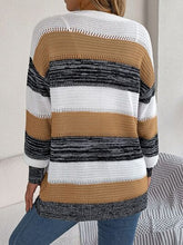 Load image into Gallery viewer, Openwork Striped Open Front Cardigan