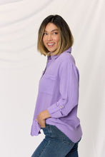 Load image into Gallery viewer, Zenana Texture Button Up Raw Hem Long Sleeve Shirt