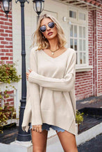 Load image into Gallery viewer, V-Neck Slit Exposed Seam Sweater
