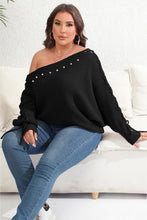 Load image into Gallery viewer, Plus Size One Shoulder Beaded Sweater