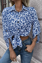 Load image into Gallery viewer, Double Take Leopard Roll-Tap Sleeve Shirt