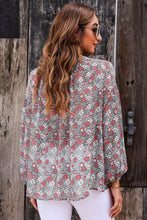 Load image into Gallery viewer, Printed Notched Balloon Sleeve Blouse