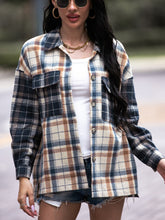 Load image into Gallery viewer, Plaid Dropped Shoulder Shacket