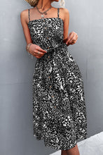 Load image into Gallery viewer, Printed Spaghetti Strap Decorative Button Belted Dress