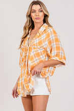 Load image into Gallery viewer, SAGE + FIG Plaid Button Up Side Slit Shirt