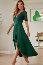 Load image into Gallery viewer, Lace Cutout V-Neck Short Sleeve Dress