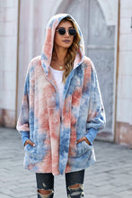Load image into Gallery viewer, Tie-Dye Plush Hooded Jacket with Pockets