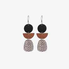 Load image into Gallery viewer, Leather &amp; Wood Drop Earrings